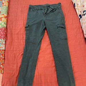 American Eagle Cargo Jegging Pants Muted Blue Green Stretch Size 12 LONG